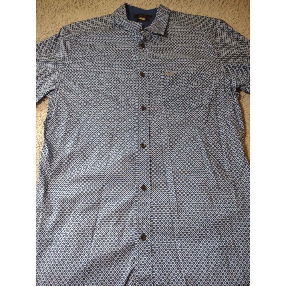 Diesel Slim Fit Short-Sleeve Casual Button-Up Shirt Blue Mens Size XXL